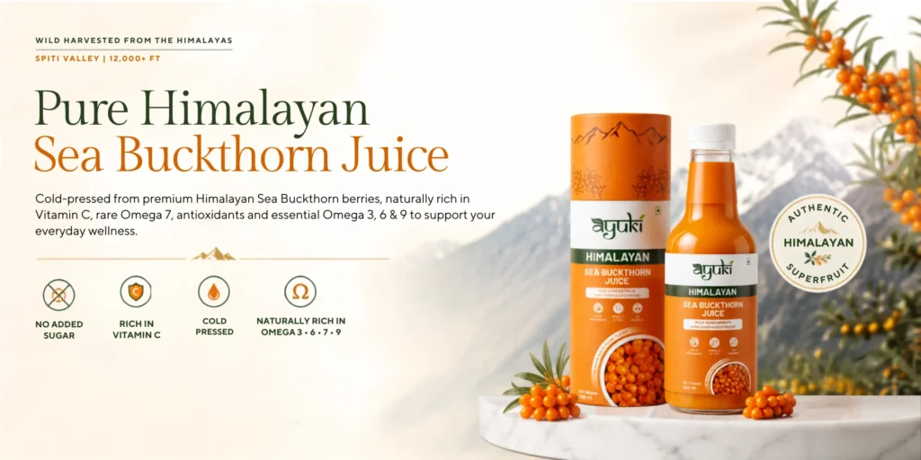 Ayuki Himalayan Sea Buckthorn Juice bottle, 99.9% purity